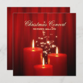 クリスマスレッドキャンドルのコンサートの招待 招待状 (正面/裏面)