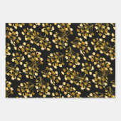 クリスマスレッドグリッターゴールドフォイルタータンチェックプレイド ラッピングペーパーシート (正面2)