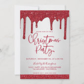 クリスマスレッドグリッタードリップスクリスマスパーティー 招待状 (正面)