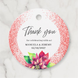 クリスマスレッドグリッターポインセチアありがとうござ結婚う フェイバータグ