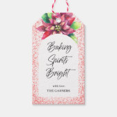 クリスマスレッドグリッターポインセチアベーキングスピリッツ ギフトタグ (正面)