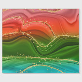 クリスマスレッドグリーンと金ゴールド抽象芸術渦巻き ラッピングペーパー (フラット)