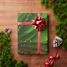 クリスマスレッドグリーンと金ゴールド抽象芸術渦巻き ラッピングペーパー