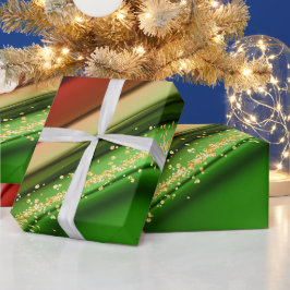クリスマスレッドグリーンと金ゴールド抽象芸術渦巻き ラッピングペーパー