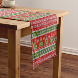 クリスマスレッドグリーンエレガント休日 ショートテーブルランナー