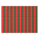 クリスマスレッドグリーンオーナメントススノーフレークスホリデー テーブルクロス (正面(横))