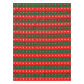 クリスマスレッドグリーンオーナメントススノーフレークスホリデー テーブルクロス (正面)