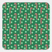 クリスマスレッドグリーンキャンディーキャン スクエアシール (正面)
