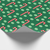 クリスマスレッドグリーンキャンディーキャン ラッピングペーパー (角)