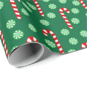 クリスマスレッドグリーンキャンディーケーン ラッピングペーパー (ロールコーナー)