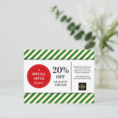 クリスマスレッドグリーンクーポン割引 ポストカード (スタンド正面)