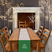 クリスマスレッドグリーングリッターキャンディーケーン名前をカスタムする ショートテーブルランナー