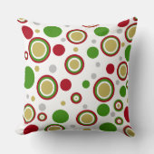 クリスマスレッドグリーンシルバー金ゴールド水玉模様 クッション (正面)