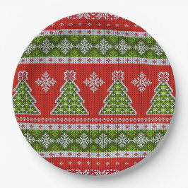 クリスマスレッドグリーンスタイリッシュ休日 ペーパープレート