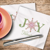 クリスマスレッドグリーンスノーフレークお洒落ジョイ スタンダードカクテルナプキン