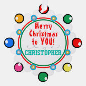 クリスマスレッドグリーンティール（緑がかった色）名 オーナメントカード (正面)