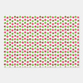 クリスマスレッドグリーンドッグポー&ホリデーアイコン ラッピングペーパーシート (正面)