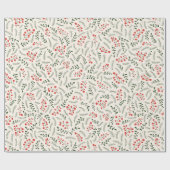 クリスマスレッドグリーンパインカントリーベリーかわいい ラッピングペーパー (フラット)