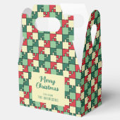 クリスマスレッドグリーンパズルピース幾何学模様 フェイバーボックス (オープン)