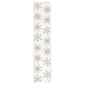 クリスマスレッドグリーンフェスティバルスノーフレークパターン ショートテーブルランナー (正面)