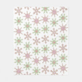 クリスマスレッドグリーンフェスティバルスノーフレークパターン フリースブランケット (正面)