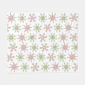 クリスマスレッドグリーンフェスティバルスノーフレークパターン フリースブランケット (正面(横))