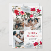 クリスマスレッドグリーンフローラスノーフレーク4枚 シーズンカード (正面)