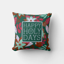 クリスマスレッドグリーンフローラモダンホリデー クッション