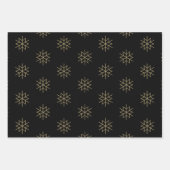 クリスマスレッドグリーンブラックと金ゴールドの雪の結晶 ラッピングペーパーシート (正面3)