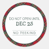 クリスマスレッドグリーンプレイドスチュワートタータンチェック ラウンドシール (正面)