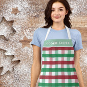 クリスマスレッドグリーンプレイドマパーソナライズされたッチング エプロン