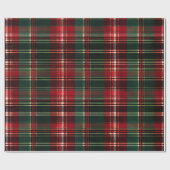 クリスマスレッドグリーンプレイド ラッピングペーパー (フラット)