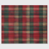 クリスマスレッドグリーンプレイド ラッピングペーパー (フラット)