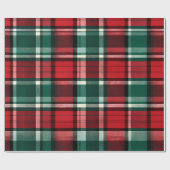 クリスマスレッドグリーンプレイド ラッピングペーパー (フラット)