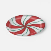 クリスマスレッドグリーンペパーミントキャンディ ペーパープレート (アングル)