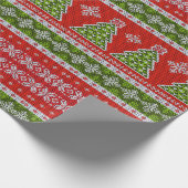 クリスマスレッドグリーンホリデーズトレンディー ラッピングペーパー (角)