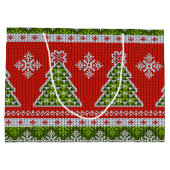 クリスマスレッドグリーンホリデーズトレンディー ラージペーパーバッグ (裏面)