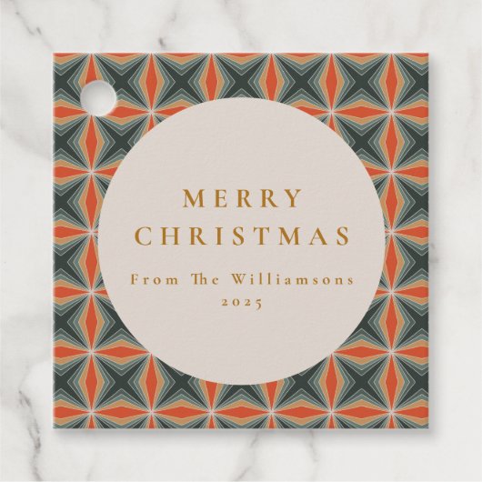 クリスマスレッドグリーンミッドセンチュリースターカスタムズ フェイバータグ (正面)