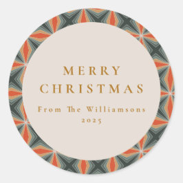 クリスマスレッドグリーンミッドセンチュリースターカスタムズ ラウンドシール