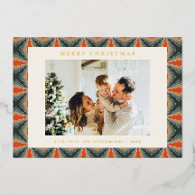 クリスマスレッドグリーンミッドセンチュリーレトロ写真金ゴールド