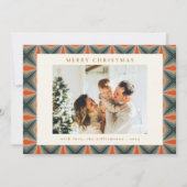 クリスマスレッドグリーンミッドセンチュリー幾何学写真 シーズンカード (正面)