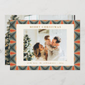 クリスマスレッドグリーンミッドセンチュリー幾何学写真 シーズンカード (正面/裏面)