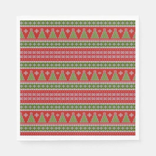クリスマスレッドグリーンモダン休日 スタンダードランチョンナプキン (正面)