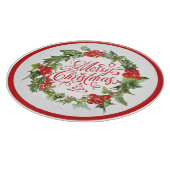 クリスマスレッドグリーンリースホリーアイビータイポグラフィ カッティングボード (角)