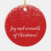 クリスマスレッドグリーンリースホリーアイビータイポグラフィ セラミックオーナメント (裏面)