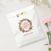 クリスマスレッドグリーンリースホリーアイビータイポグラフィ フェイバーバッグ (封をした状態)