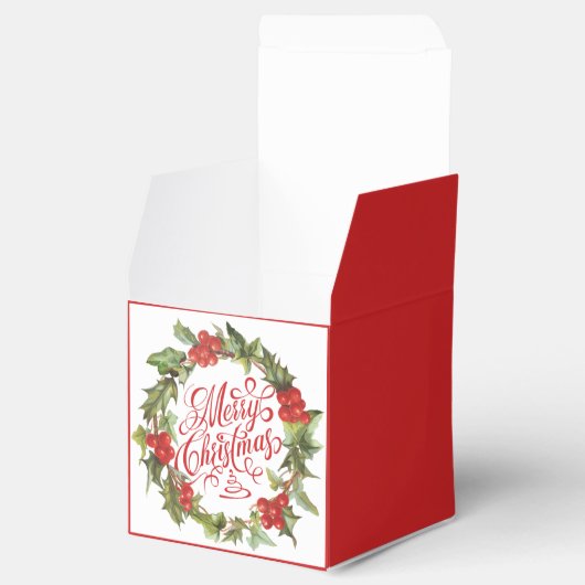 クリスマスレッドグリーンリースホリーアイビータイポグラフィ フェイバーボックス (オープン)