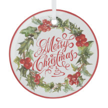 クリスマスレッドグリーンヴィンテージホリーアイビー書道