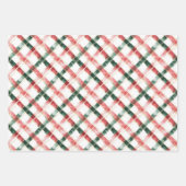 クリスマスレッドグリーン格子模様ラッピング紙 ラッピングペーパーシート (正面2)