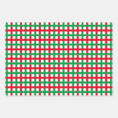 クリスマスレッドグリーン白い格子状のタータンチェック市松模様に ラッピングペーパーシート (正面2)